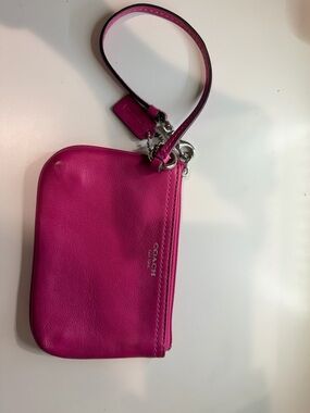 Coach Hot Pink Leather Wristlet